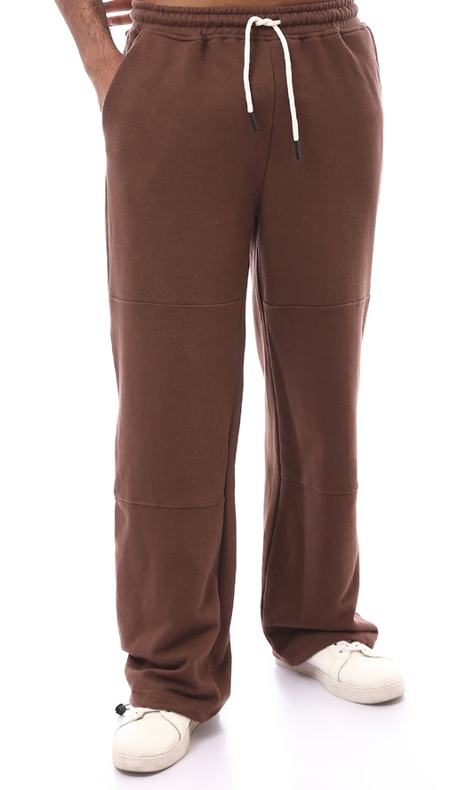 O174894 Solid Slip On Cotton Brown Pants