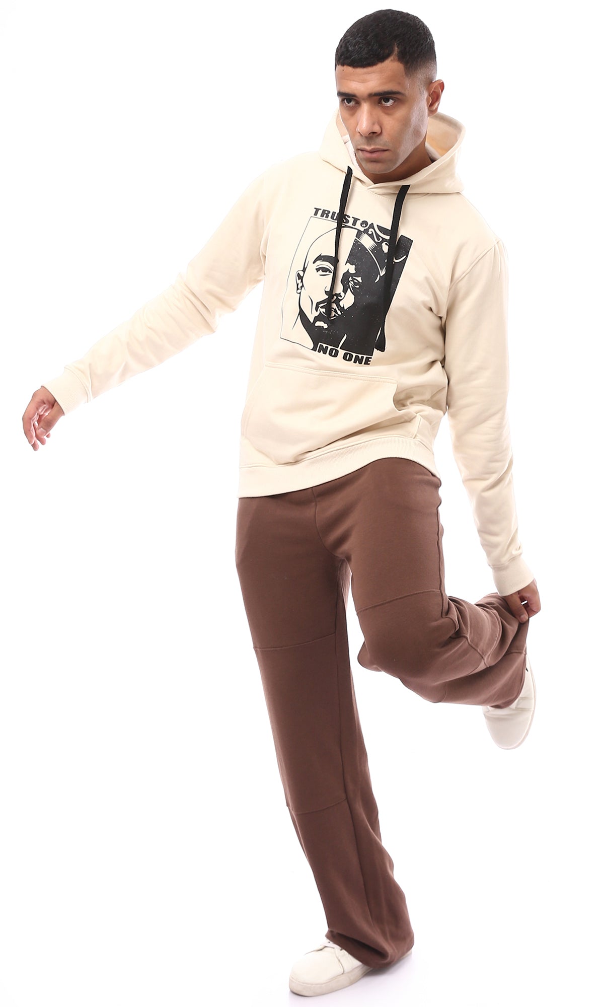 O174894 Solid Slip On Cotton Brown Pants
