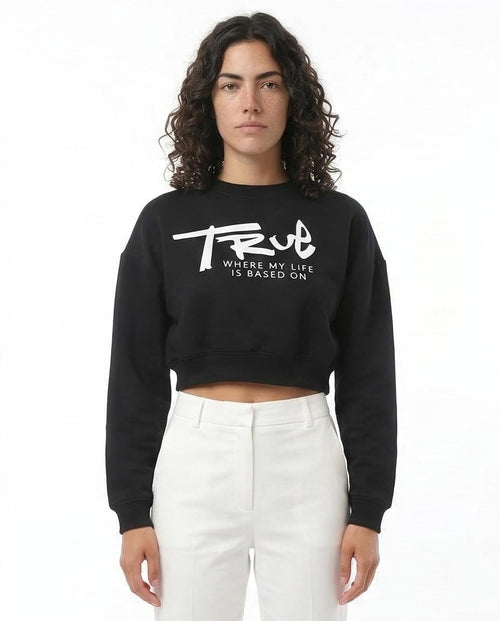 RAVIN Women’s "True Story" Cropped Graphic Sweatshirt – Black - O174930