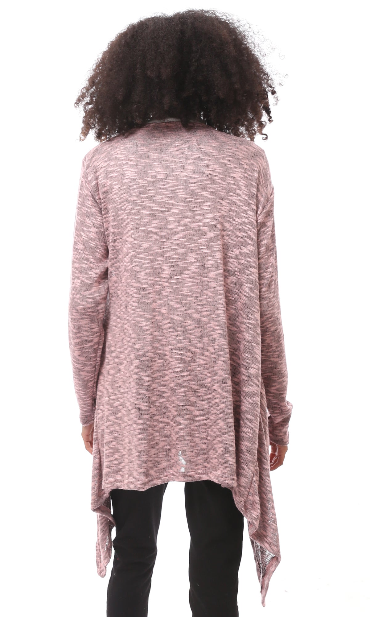 Pink Heather Oversized Long Open Front Cardigan - O174934
