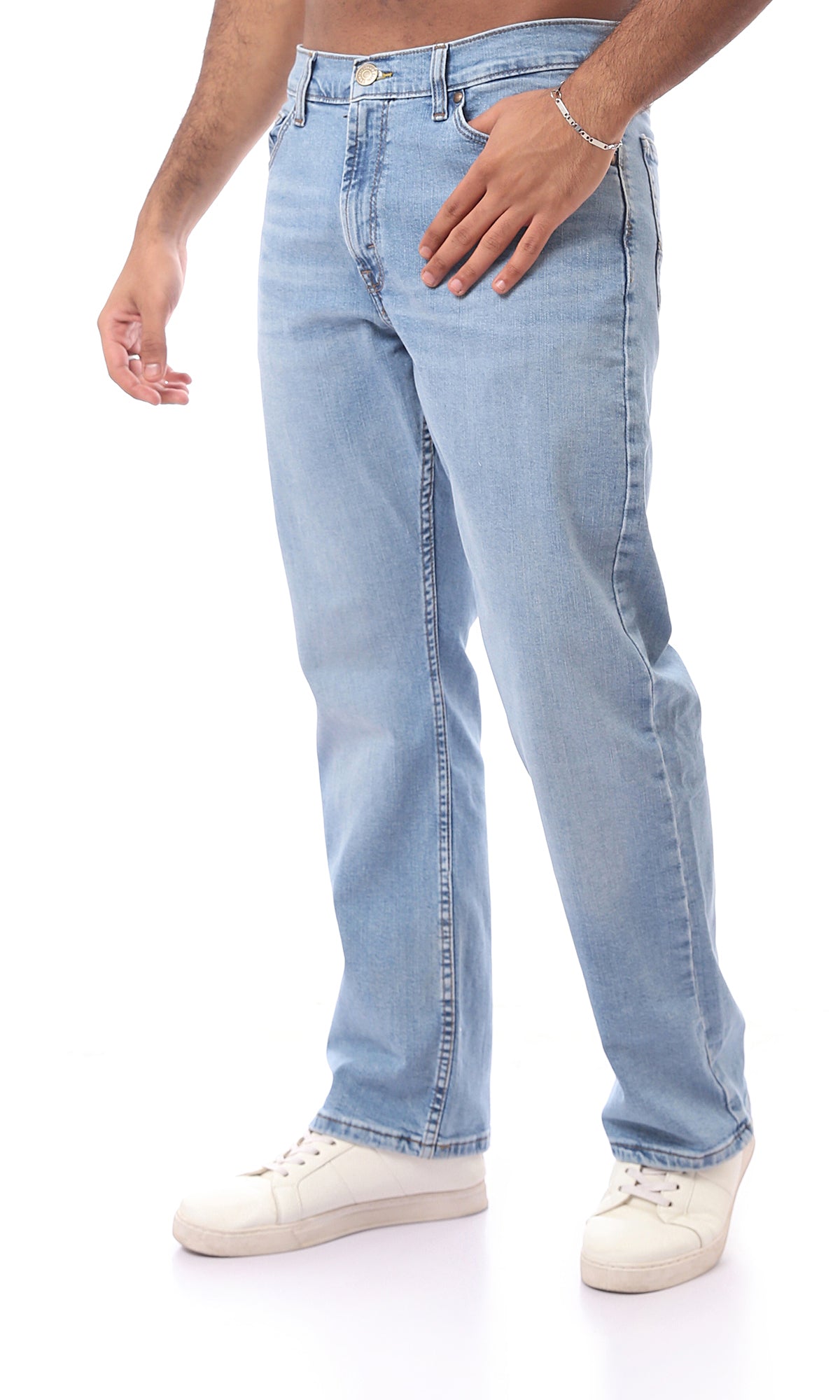 O174938 Light Blue Regular Fit Casual Jeans