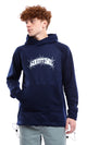 O175022 Printed "Good Time" Slip On Heather Navy Blue Hoodie