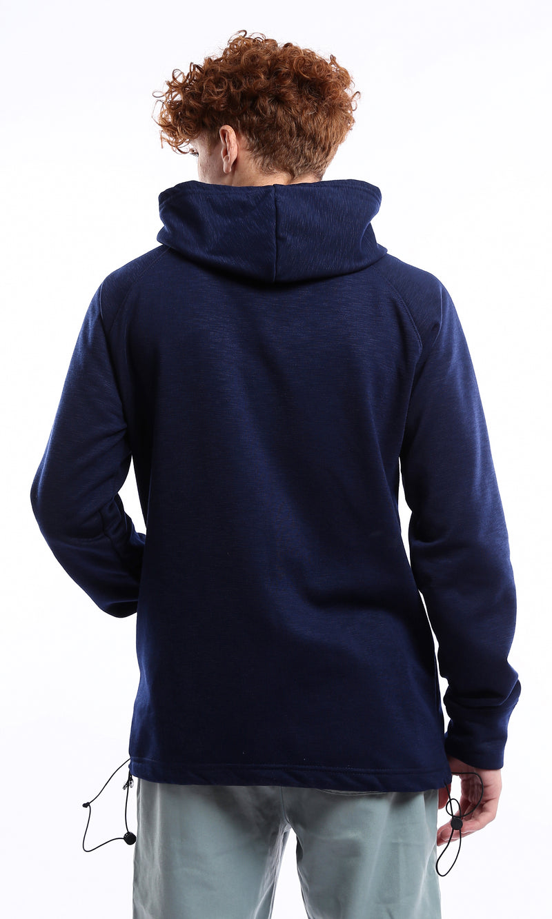 O175022 Printed "Good Time" Slip On Heather Navy Blue Hoodie