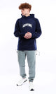 O175022 Printed "Good Time" Slip On Heather Navy Blue Hoodie