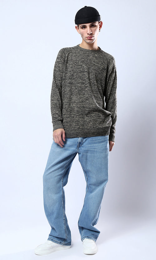 Multi-Tonal Textured Regular Fit Crew Neck Pullover - O175245