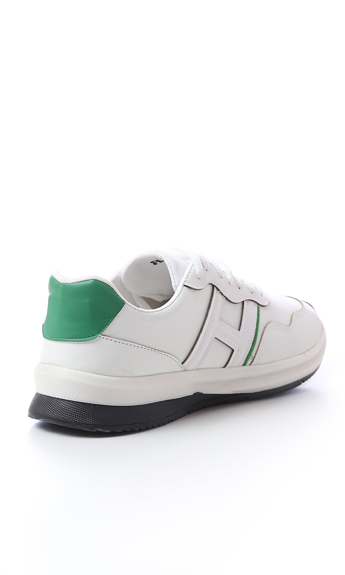 O175292 White Textured Leather Lace Up Casual Shoes