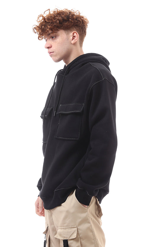 Utility Contrast Stitch Oversized Hoodie - O175339