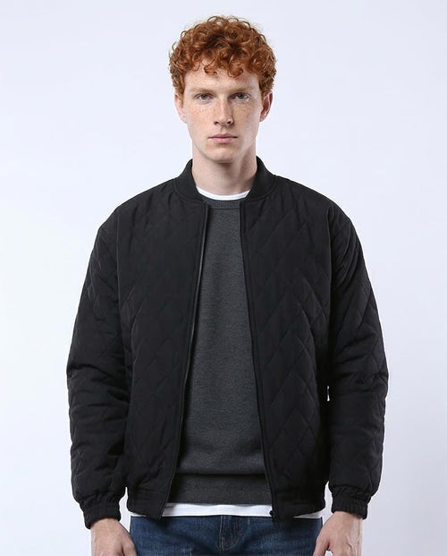 Ravin Men’s Diamond-Quilted Bomber Jacket – Black - O175349