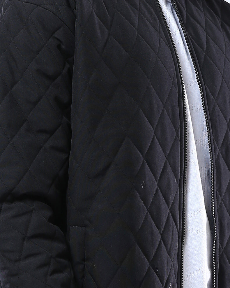 Ravin Men’s Diamond-Quilted Bomber Jacket – Black - O175349