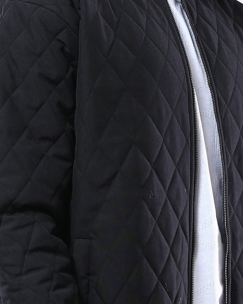 Ravin Men’s Diamond-Quilted Bomber Jacket – Black - O175349