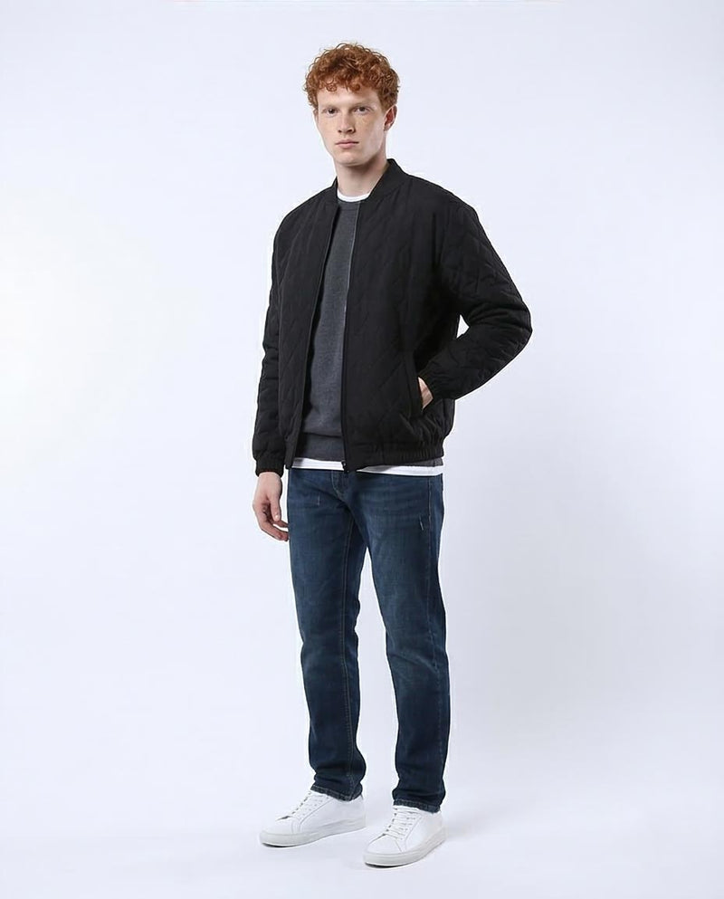 Ravin Men’s Diamond-Quilted Bomber Jacket – Black - O175349