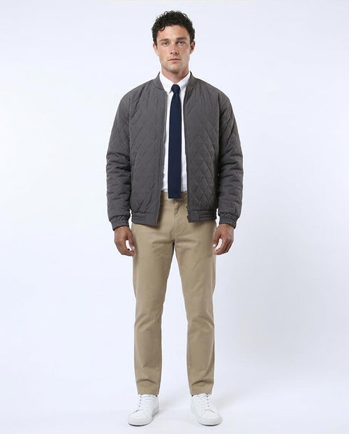 Ravin Men's Diamond Quilted Bomber Jacket - Slate Grey - O175350