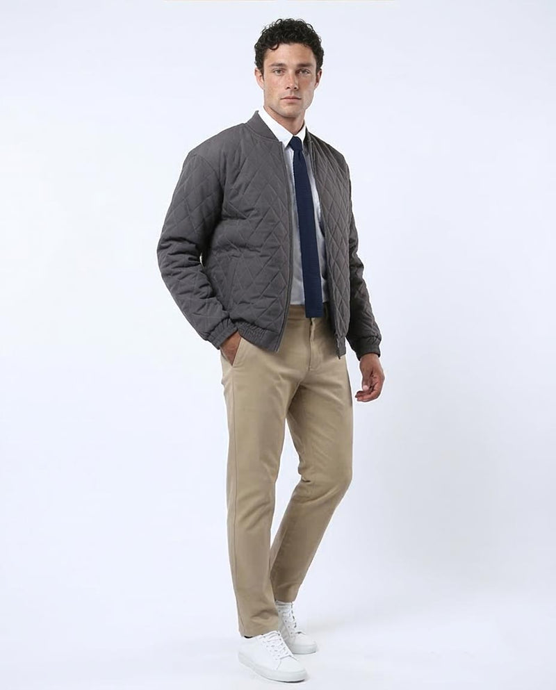 Ravin Men's Diamond Quilted Bomber Jacket - Slate Grey - O175350