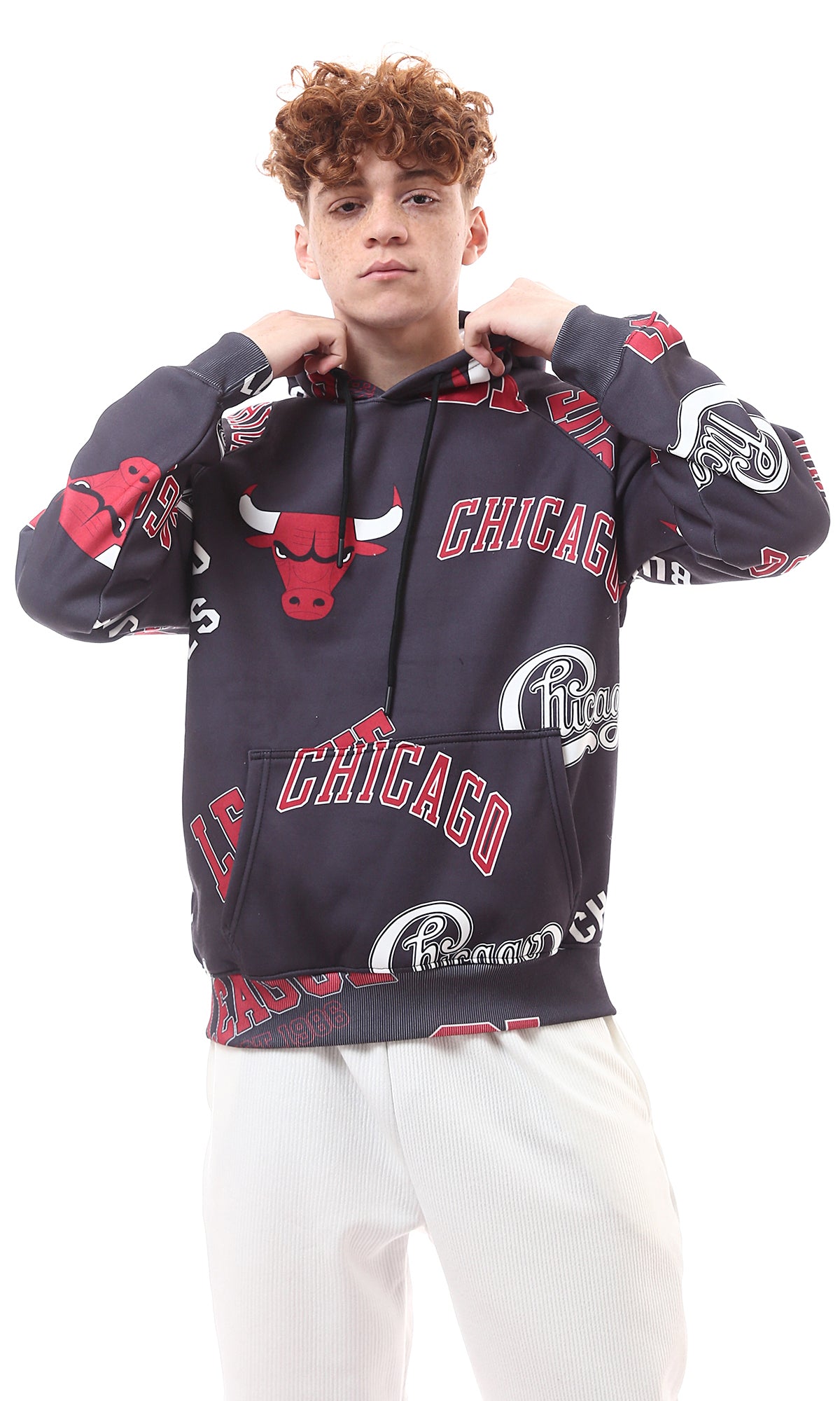 Chicago Bulls All-Over Graphic Print Hoodie - O175489