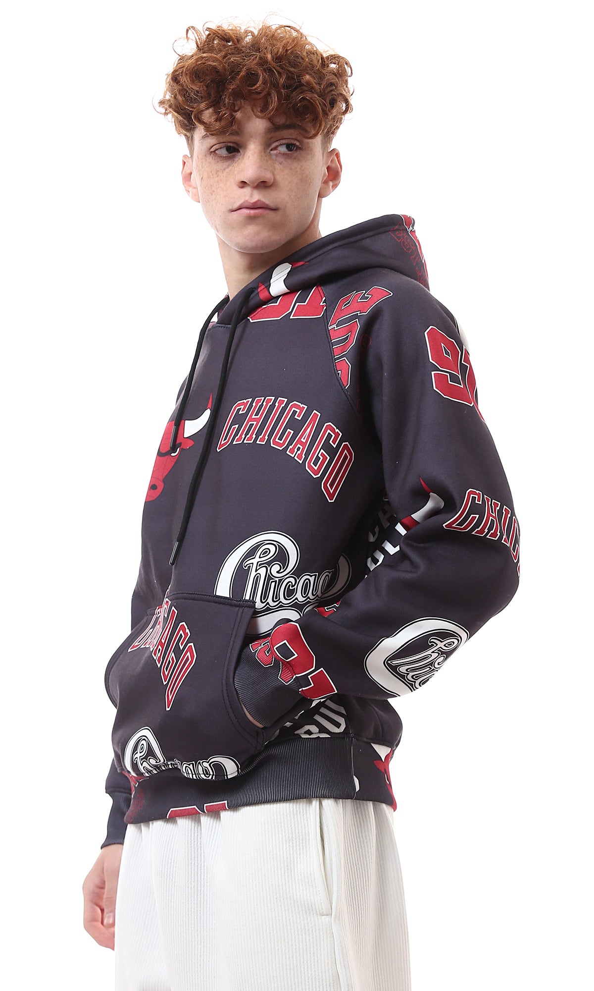 Chicago Bulls All-Over Graphic Print Hoodie - O175489