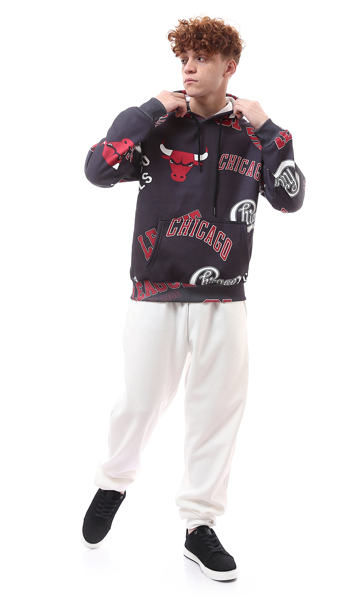 Chicago Bulls All-Over Graphic Print Hoodie - O175489