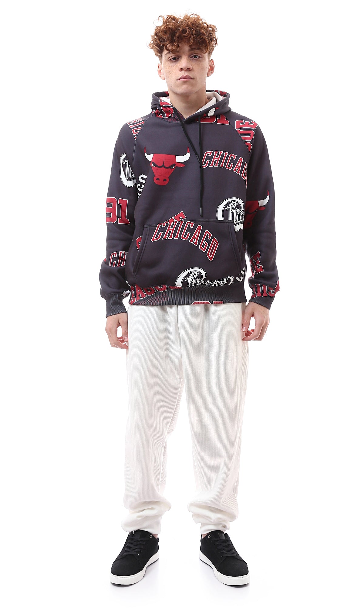 Chicago Bulls All-Over Graphic Print Hoodie - O175489