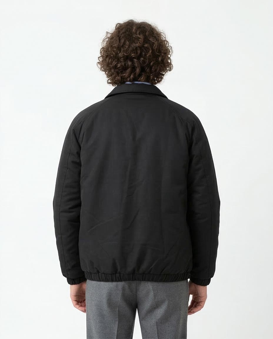 Black Minimalist Padded Harrington Jacket - O175496