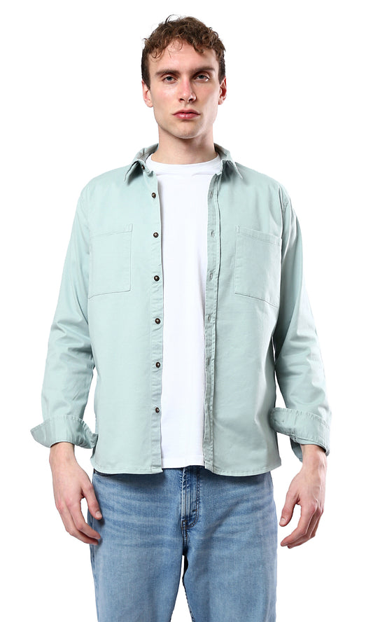 O175642 Regular Fit Mint Shirt With Front Pockets