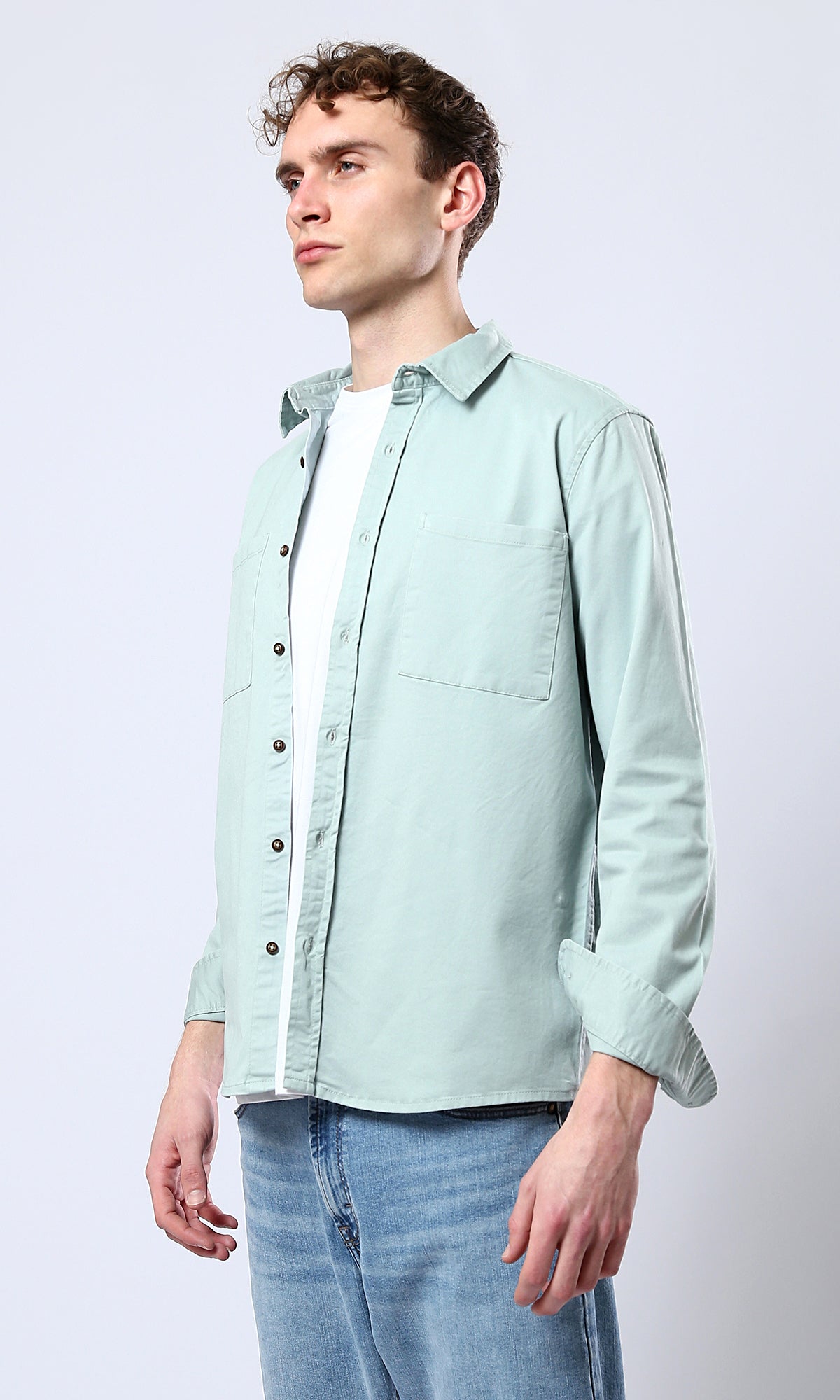 O175642 Regular Fit Mint Shirt With Front Pockets