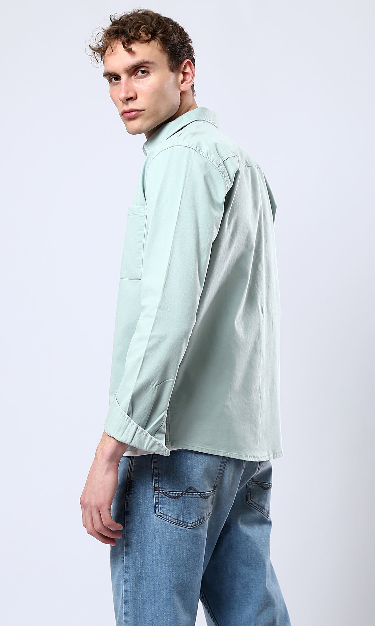 O175642 Regular Fit Mint Shirt With Front Pockets