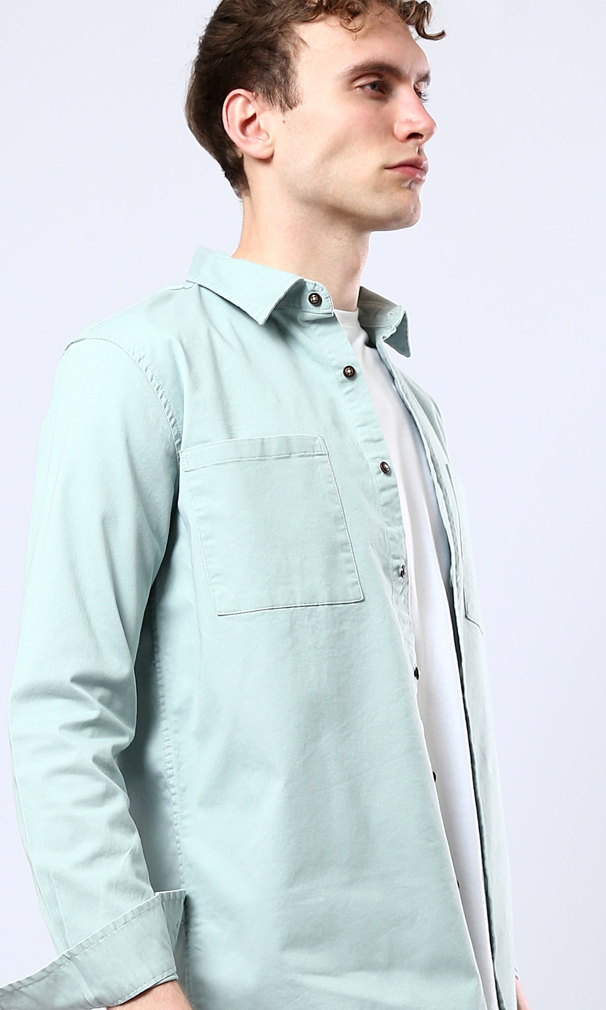 O175642 Regular Fit Mint Shirt With Front Pockets