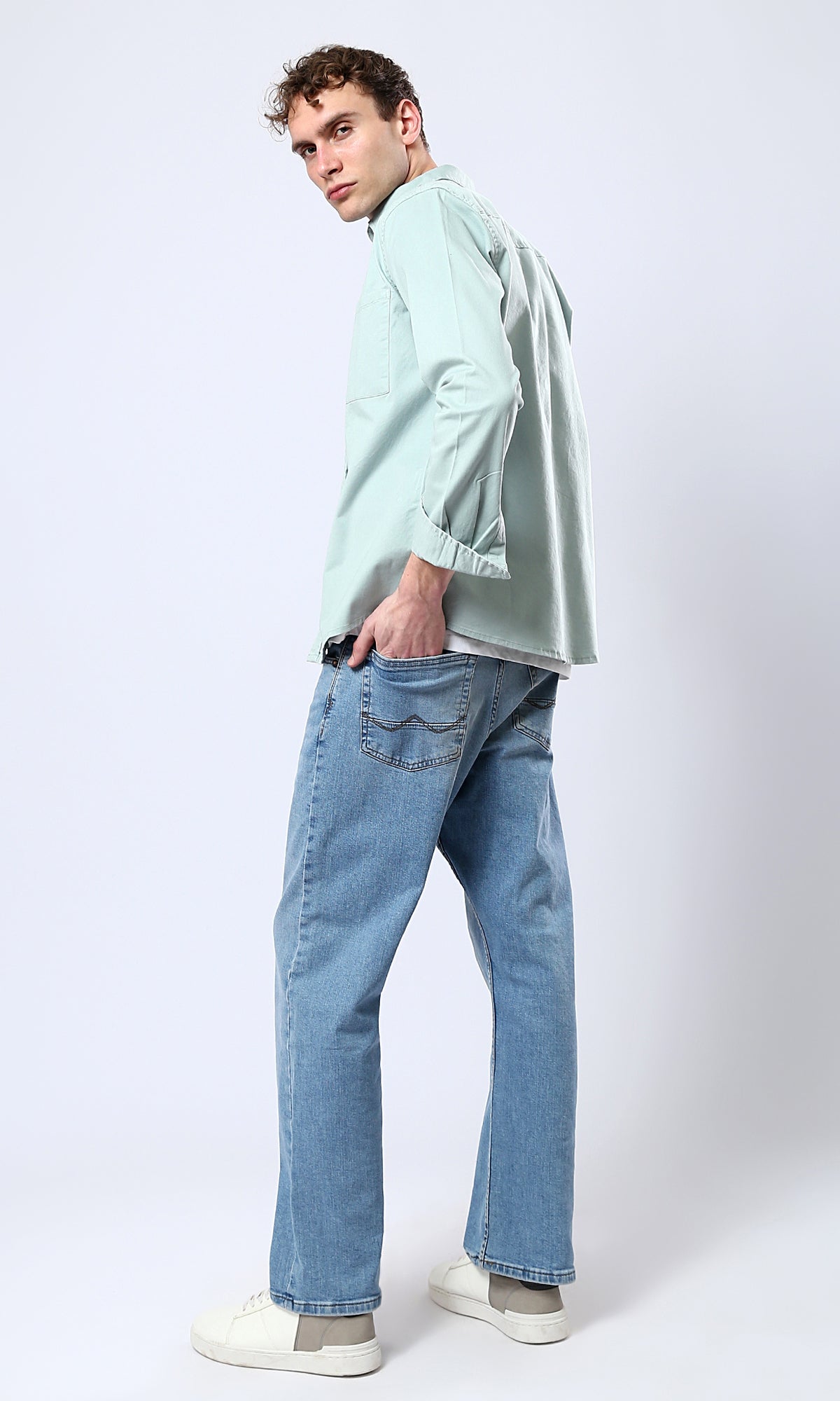 O175642 Regular Fit Mint Shirt With Front Pockets