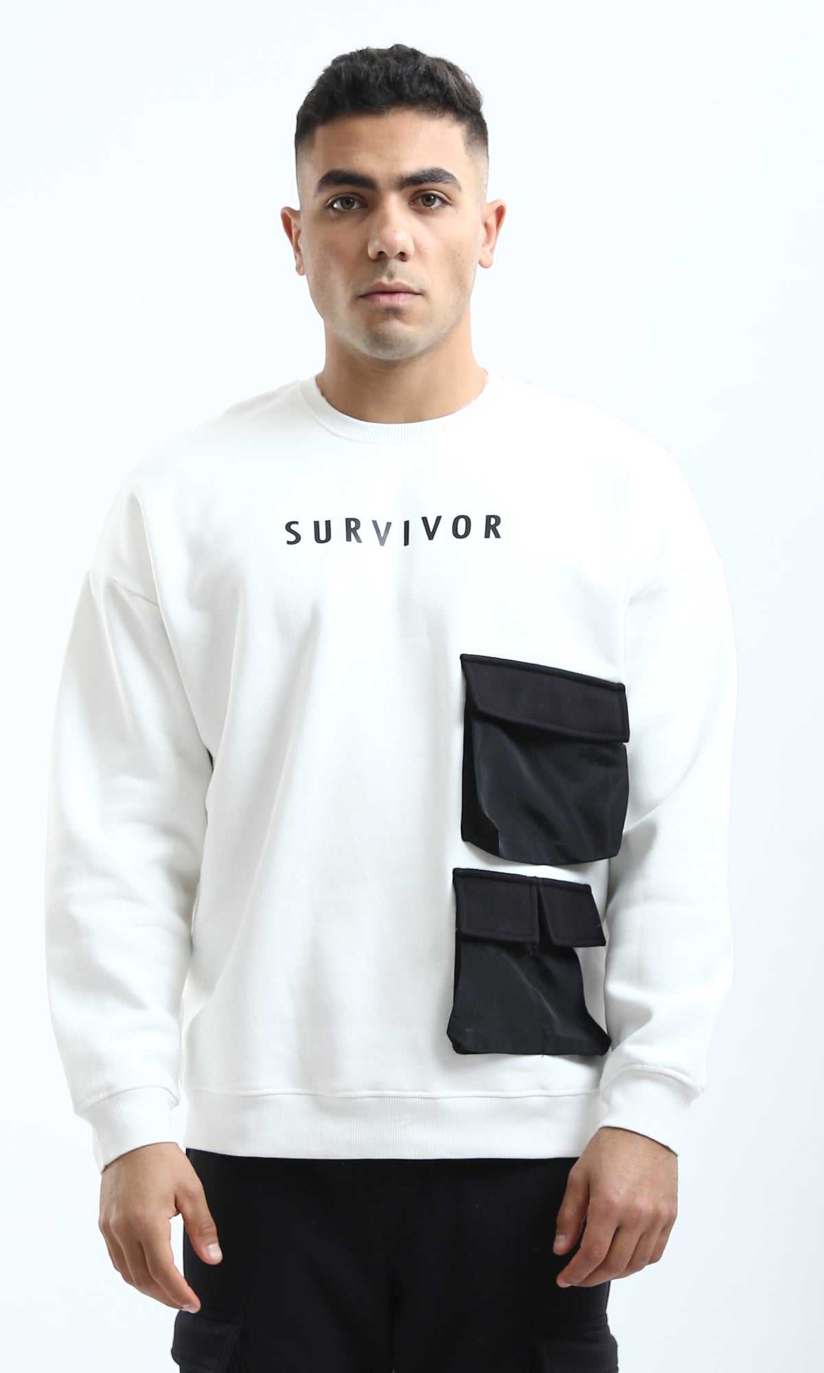 O175664 Printed "Survivor" White Slip On Sweatshirt