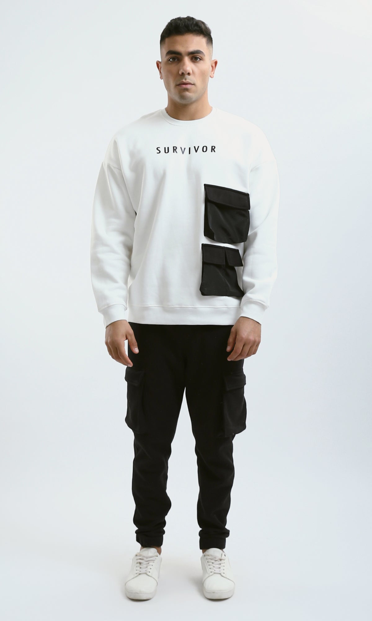 O175664 Printed "Survivor" White Slip On Sweatshirt