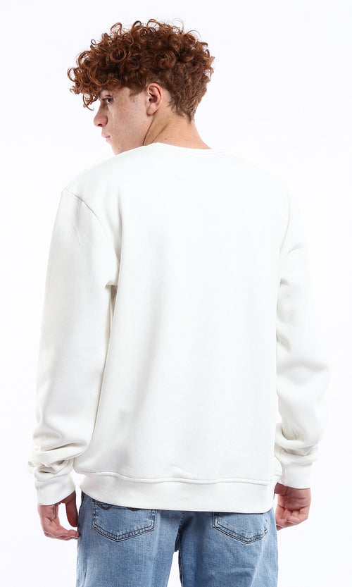 O175665 Off-White Crew Neck Sweatshirt With Zipped Pocket