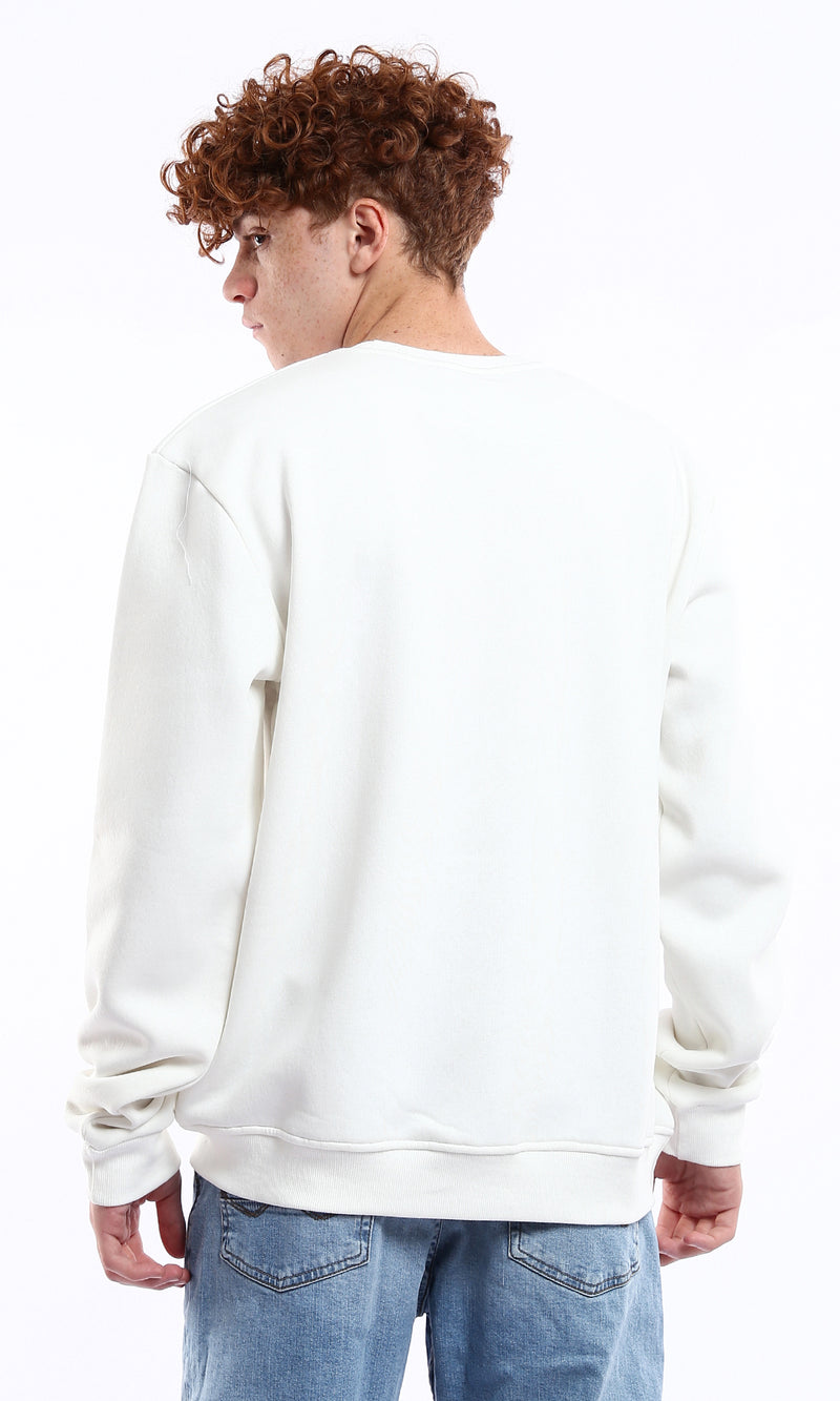 O175665 Off-White Crew Neck Sweatshirt With Zipped Pocket