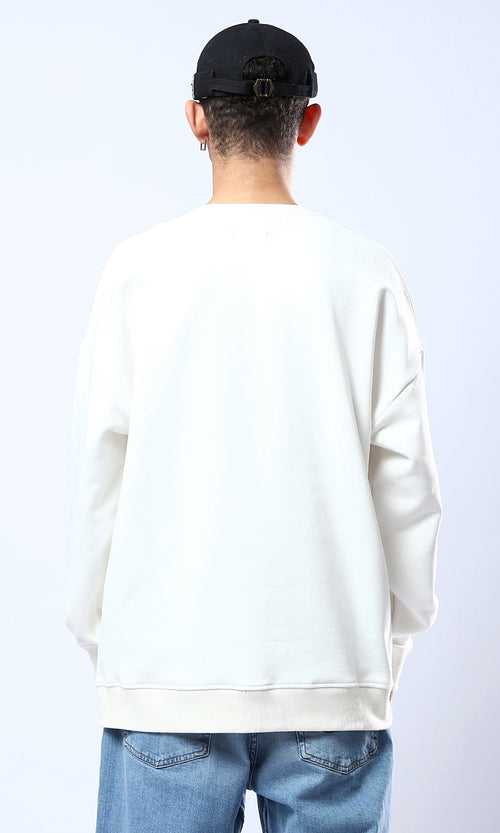 O175666 Printed "Culture" White Slip On Sweatshirt