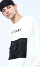 O175666 Printed "Culture" White Slip On Sweatshirt