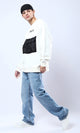 O175666 Printed "Culture" White Slip On Sweatshirt