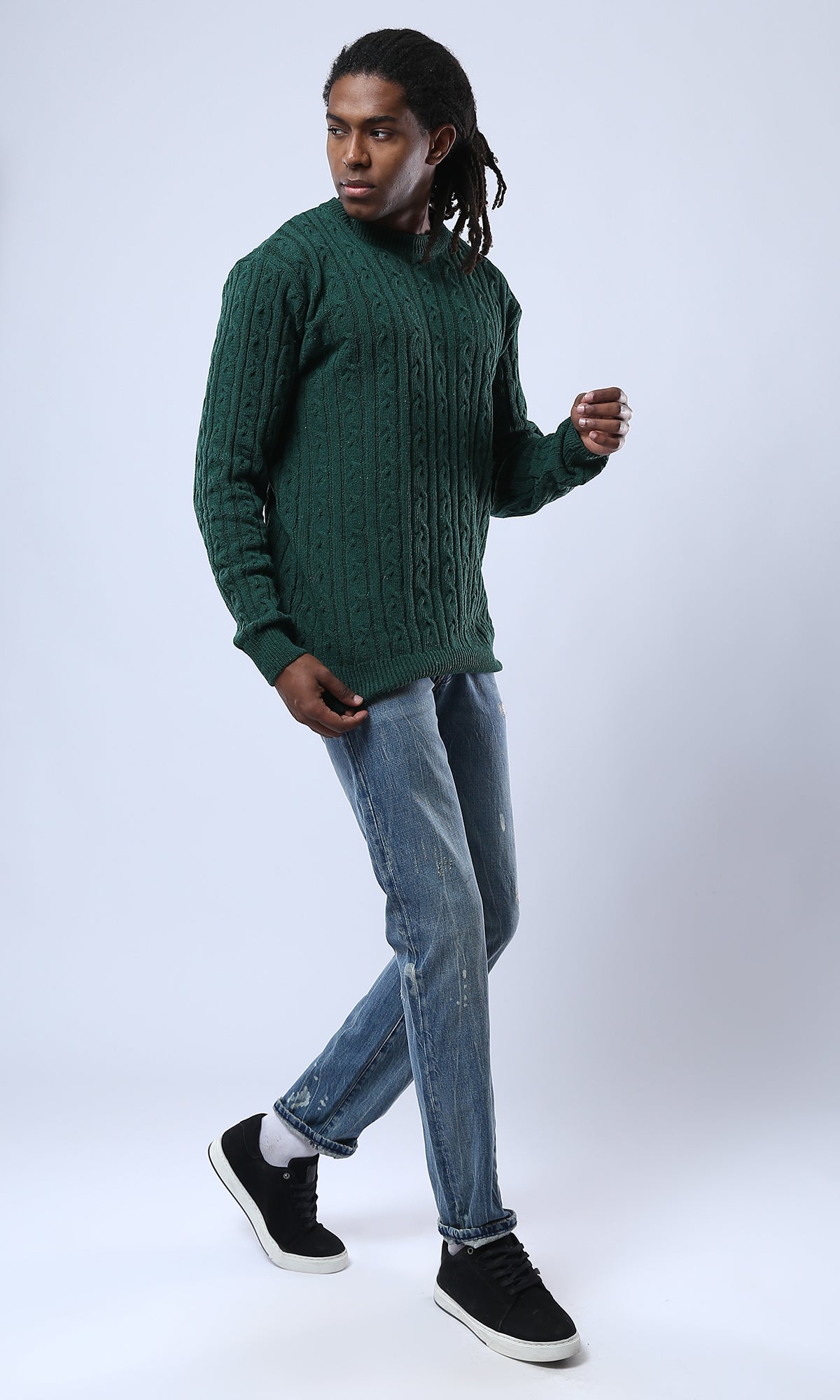 O175713 Dark Green Acrylic Pullover With Regular Fit