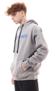 O175769 Casual Printed Hoodie With Kangaroo Pocket - Medium Grey