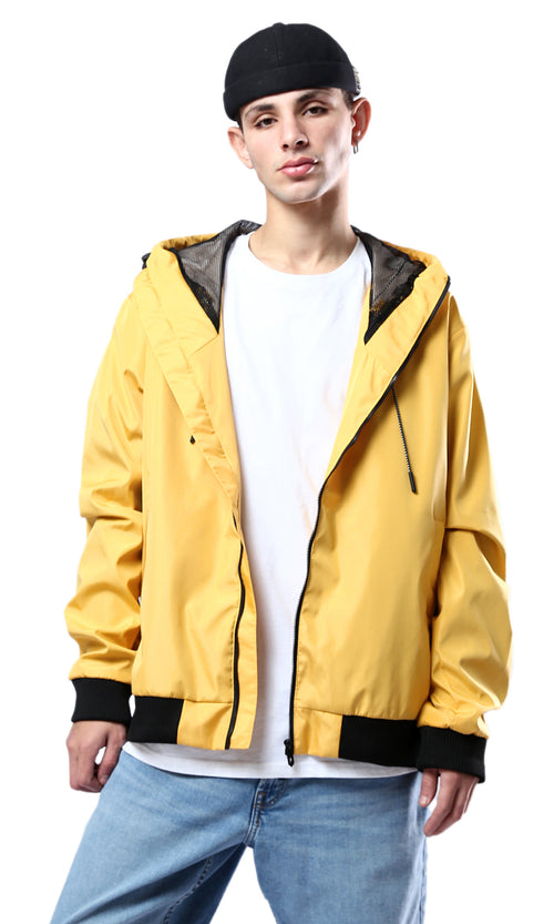 O175901 Hooded Neck With Drawstring Yellow Jacket