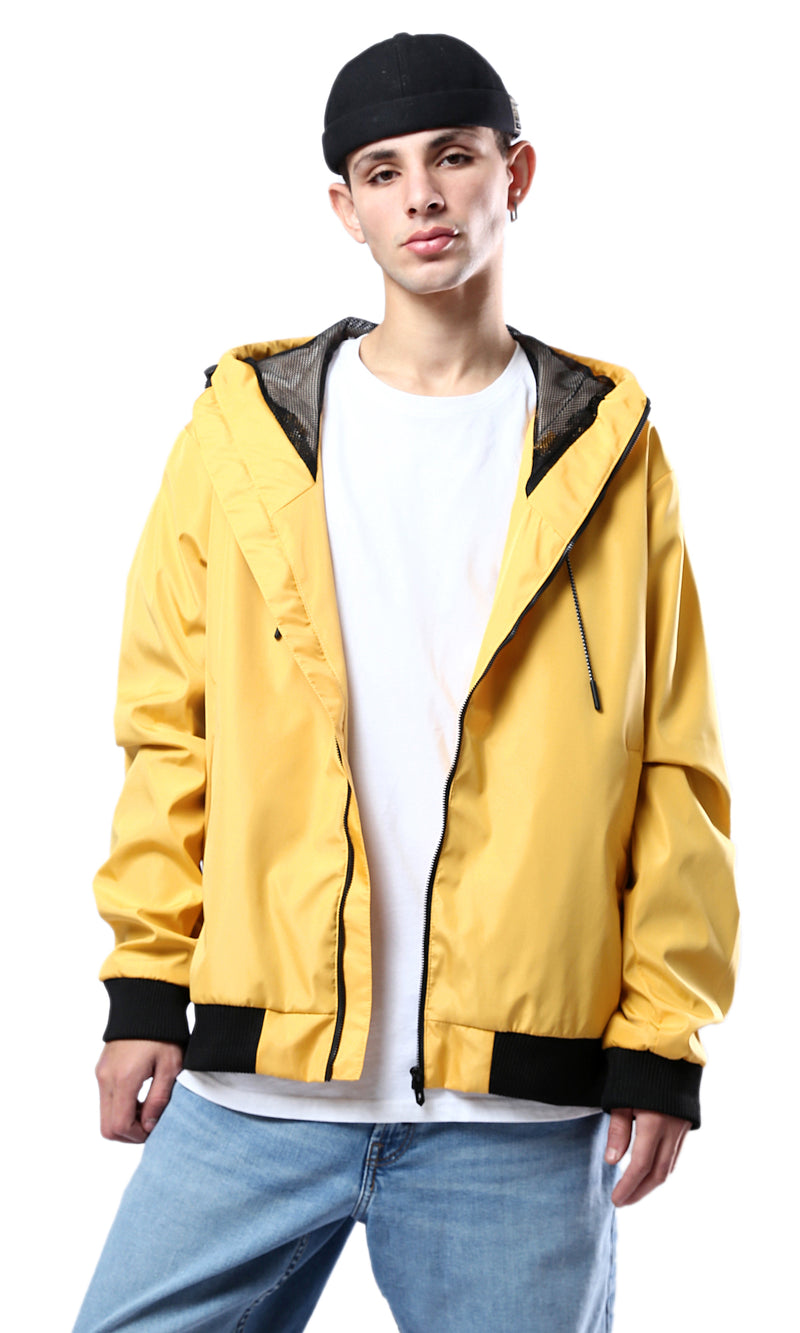 O175901 Hooded Neck With Drawstring Yellow Jacket