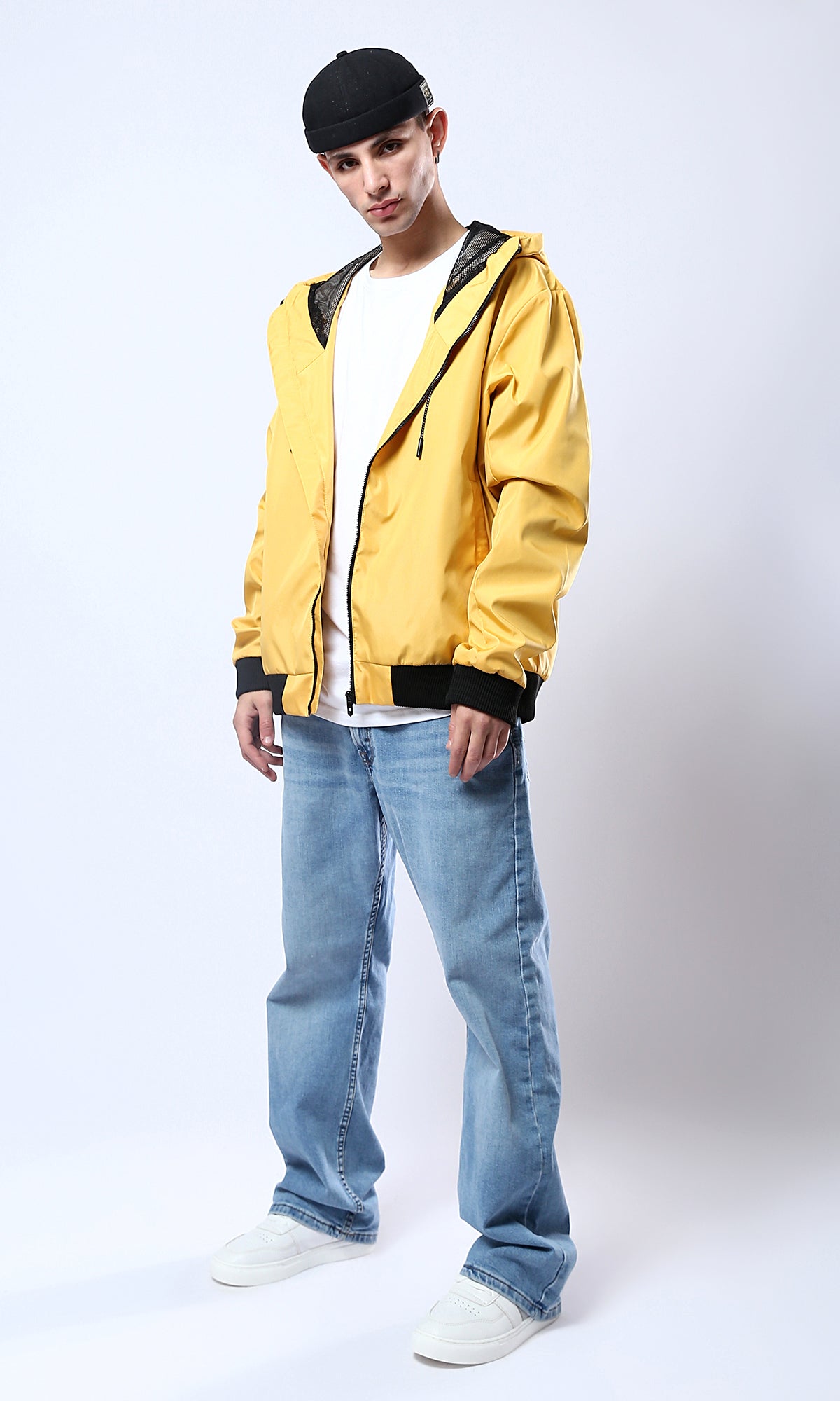 O175901 Hooded Neck With Drawstring Yellow Jacket