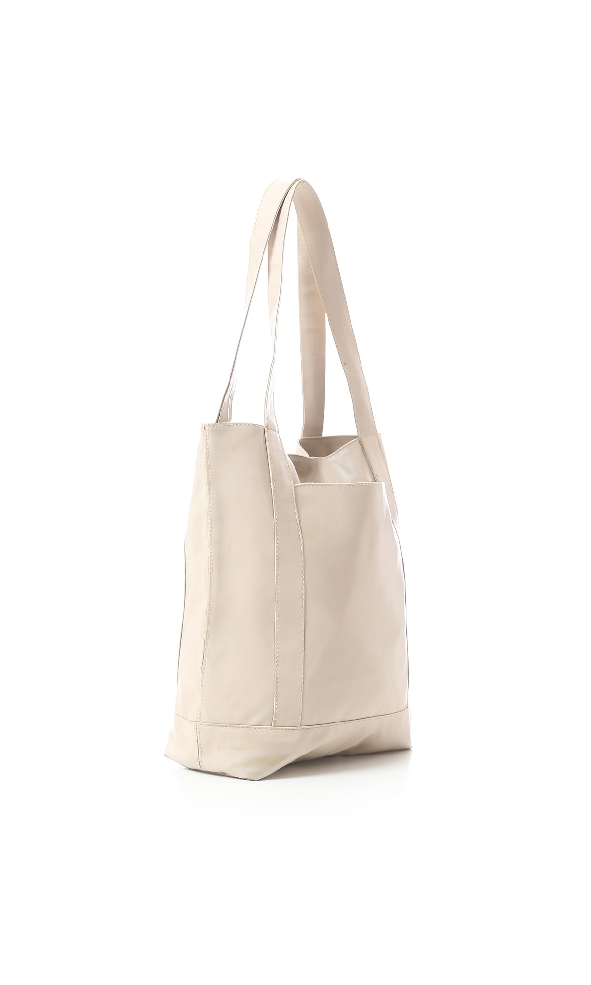 O175959 Beige Soft Leather Hand-Bag With Outer Pocket