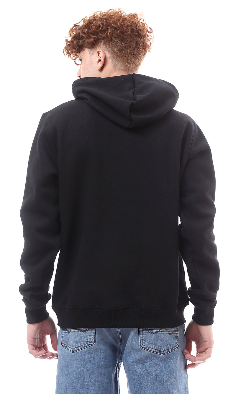 O175985 "Brooklyn" Hooded Neck With Drawstring Black Hoodie