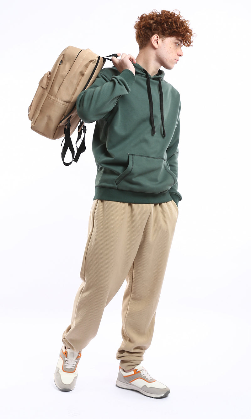 O175989 Hunter Green Slip On Relaxed Hoodie With Front Pocket
