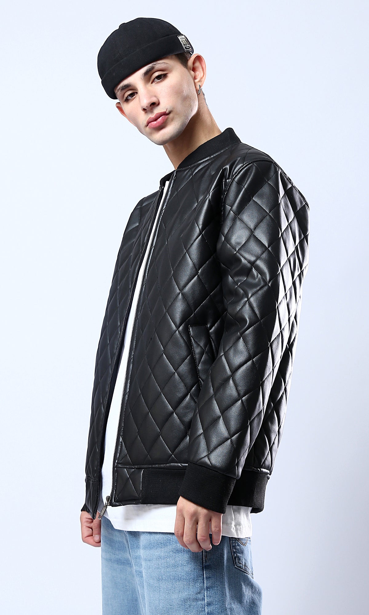 O176027 Soft Quilted Black Leather Jacket