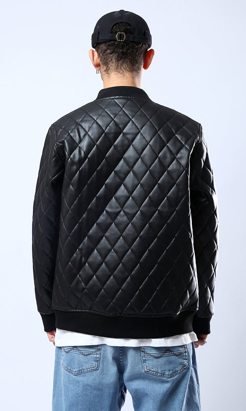 O176027 Soft Quilted Black Leather Jacket