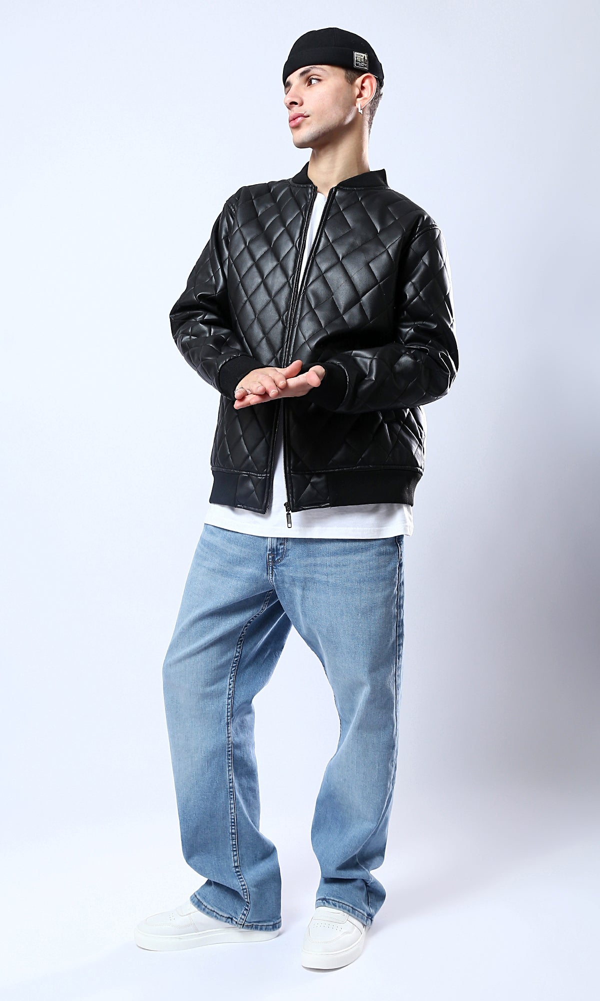 O176027 Soft Quilted Black Leather Jacket