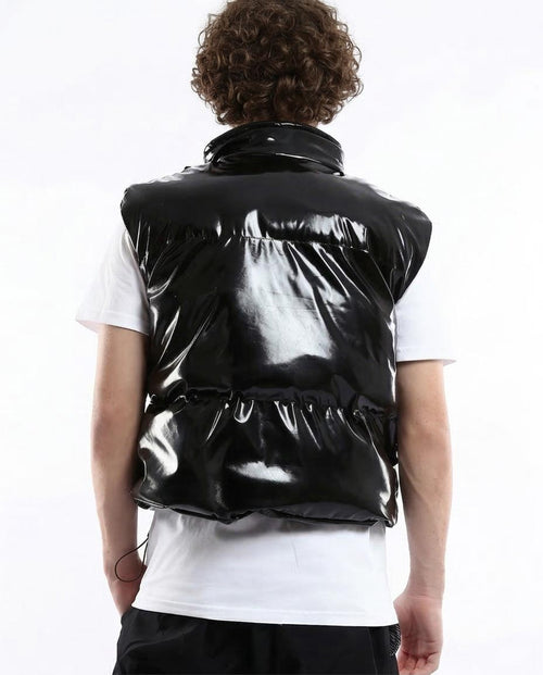 Ravin High-Shine Quilted Puffer Vest in Glossy Black - O176357