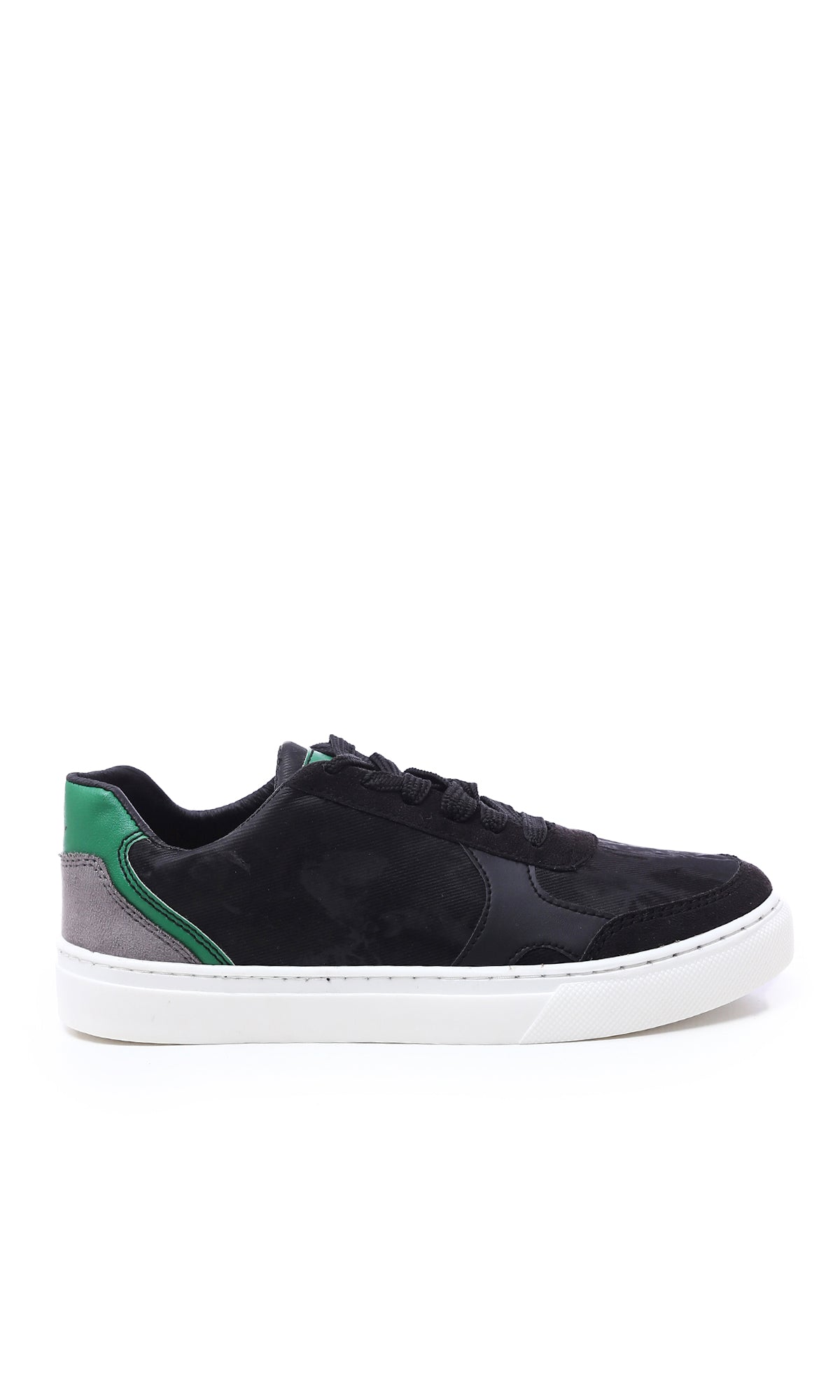 O176363 Tri-Tone Round Toecap Suede Sneakers - Black, Green & Grey