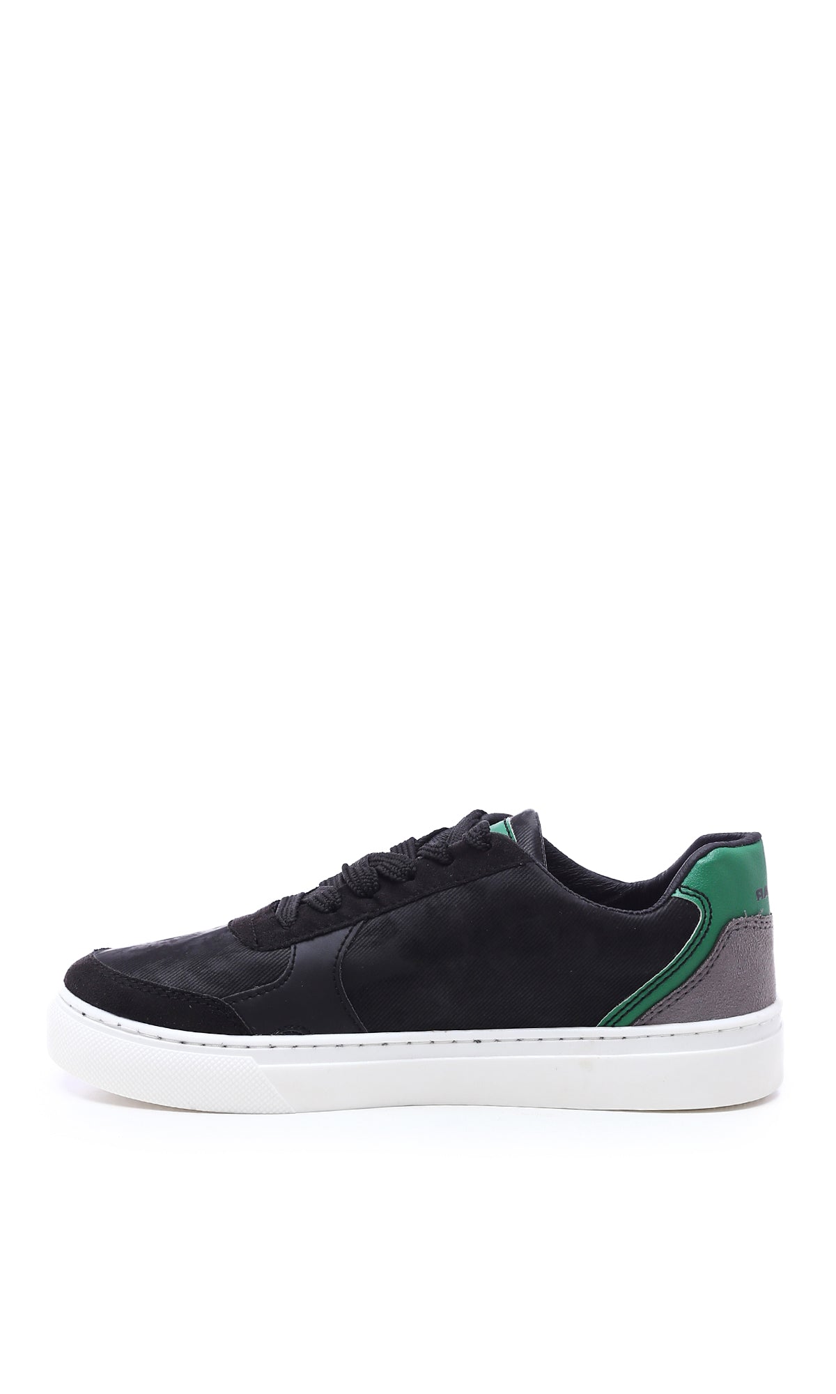 O176363 Tri-Tone Round Toecap Suede Sneakers - Black, Green & Grey