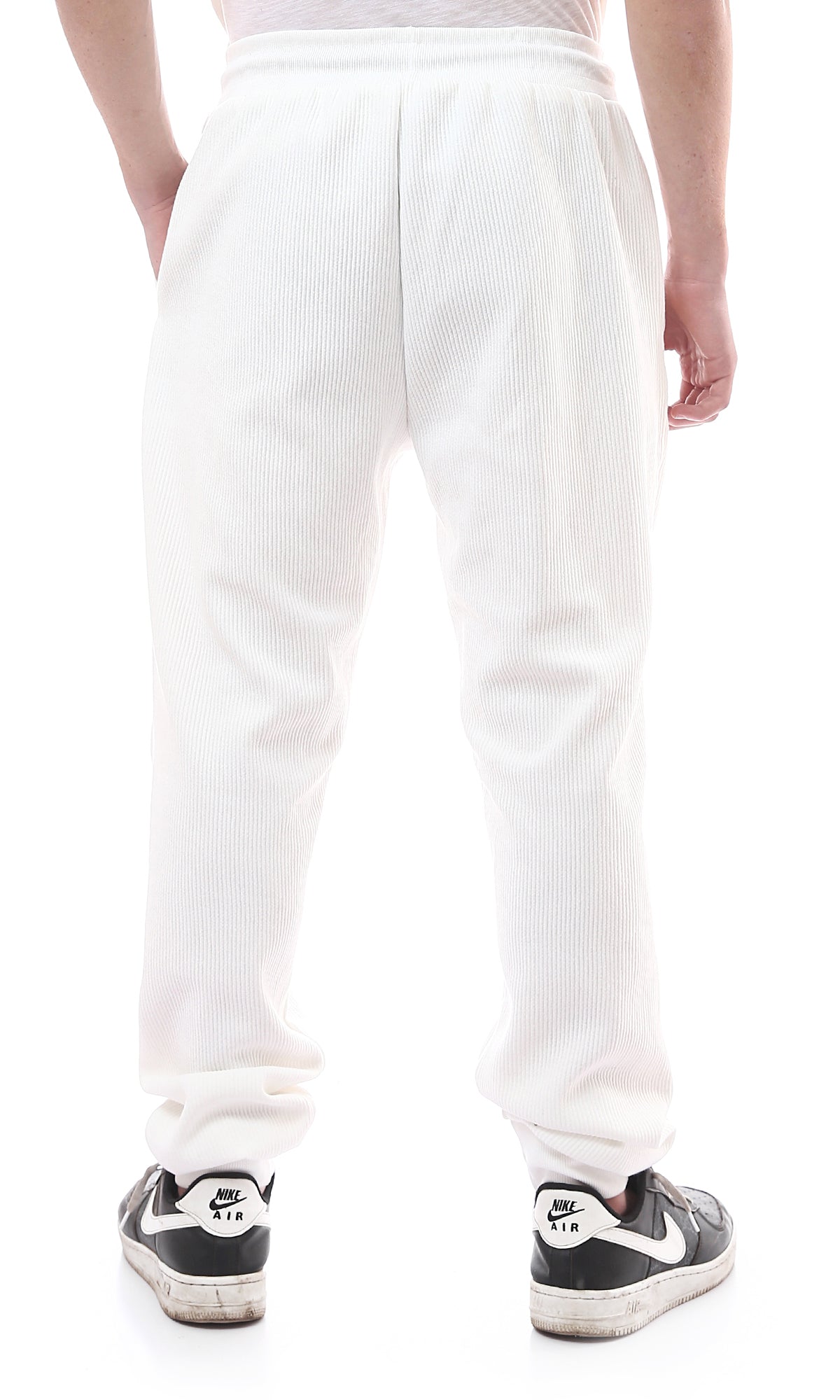 O176392 Slip On Ribbed Off-White Jogger Pants