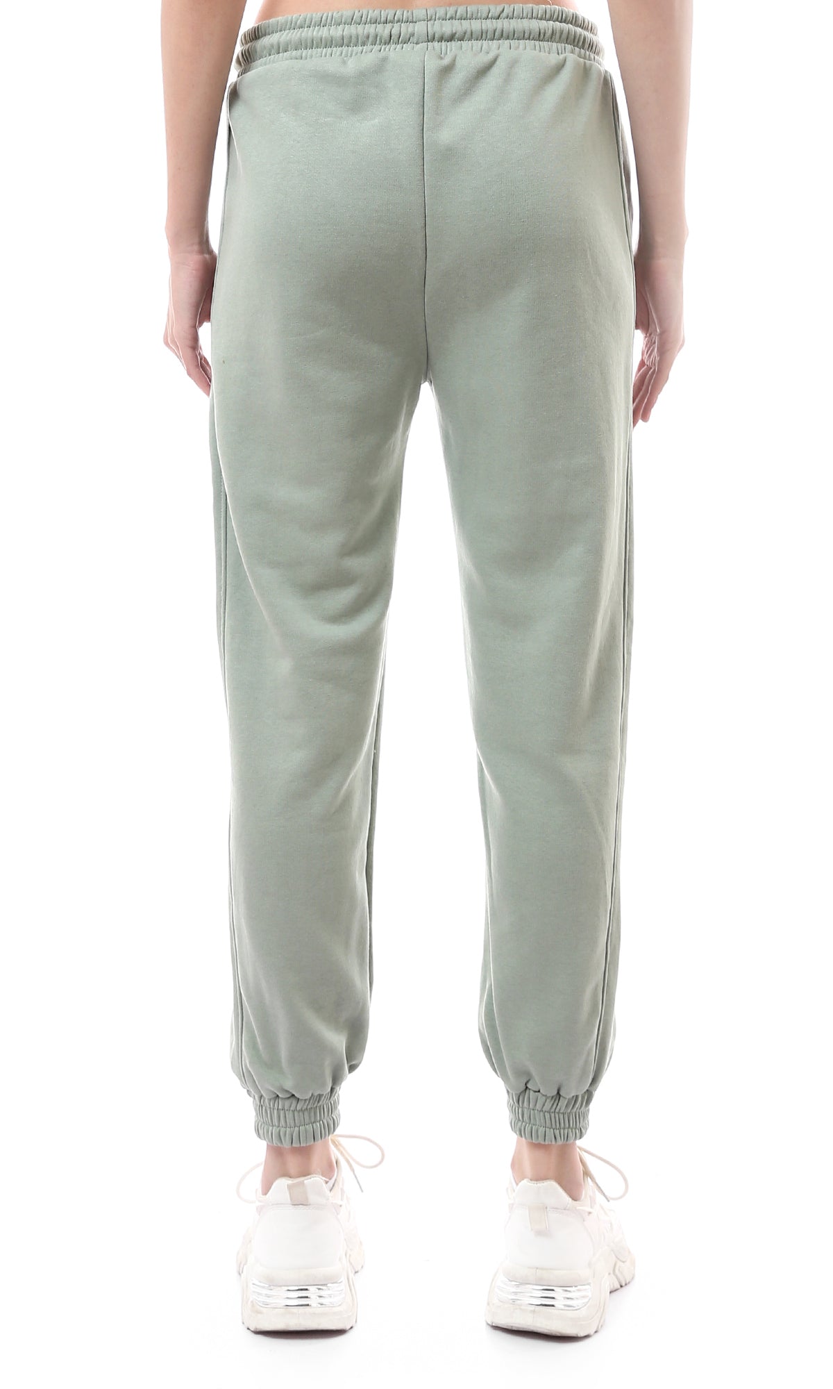 O176469 Slip On Solid Cotton Joggers Wit Side Pockets - Mint
